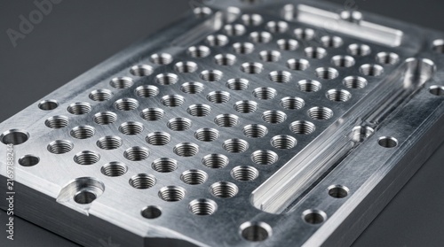 Precision Machined Aluminum Plate with Numerous Threaded Holes