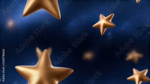 Festive Gold Star Banner with Space Background
