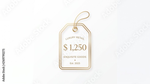 Elegant Thin Line Gold Price Tag Icon for Luxury Retail