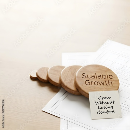 Wooden Tokens Representing Scalable Growth Concept on Table