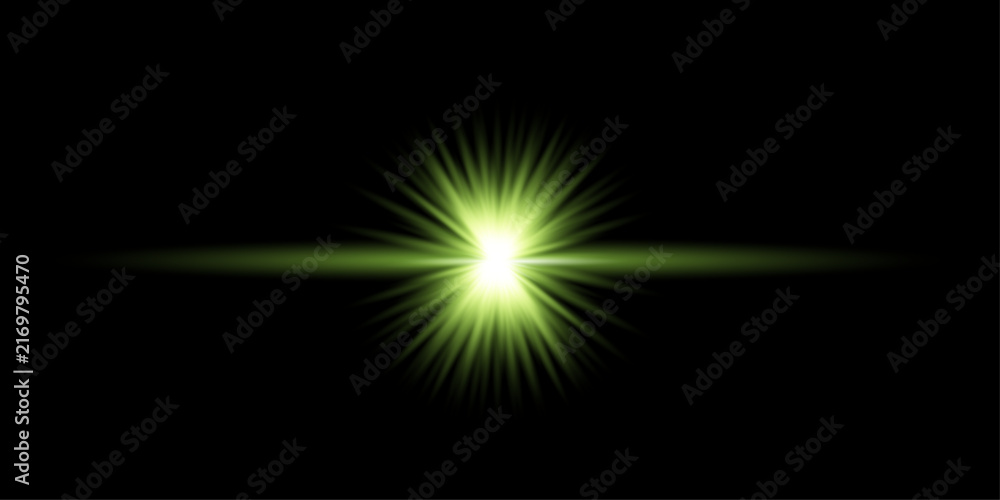 Fototapeta premium A bright glowing starburst with a distinct light effet isolated on a deep black background for creative digital design project overlays