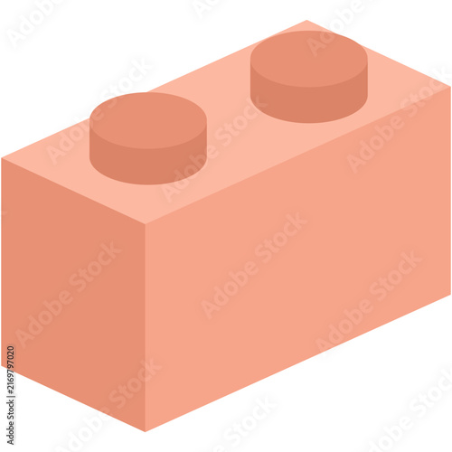 hand drawn Pink plastic building block illustration