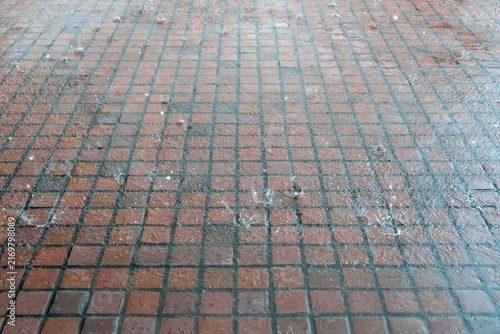 Dark Brick Paving Texture with Regular Grid Pattern