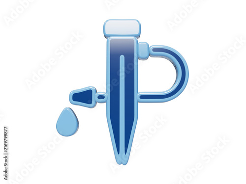 Obraz na plátně 3D blue icon of a drip irrigation emitter with a water droplet for tree nursery