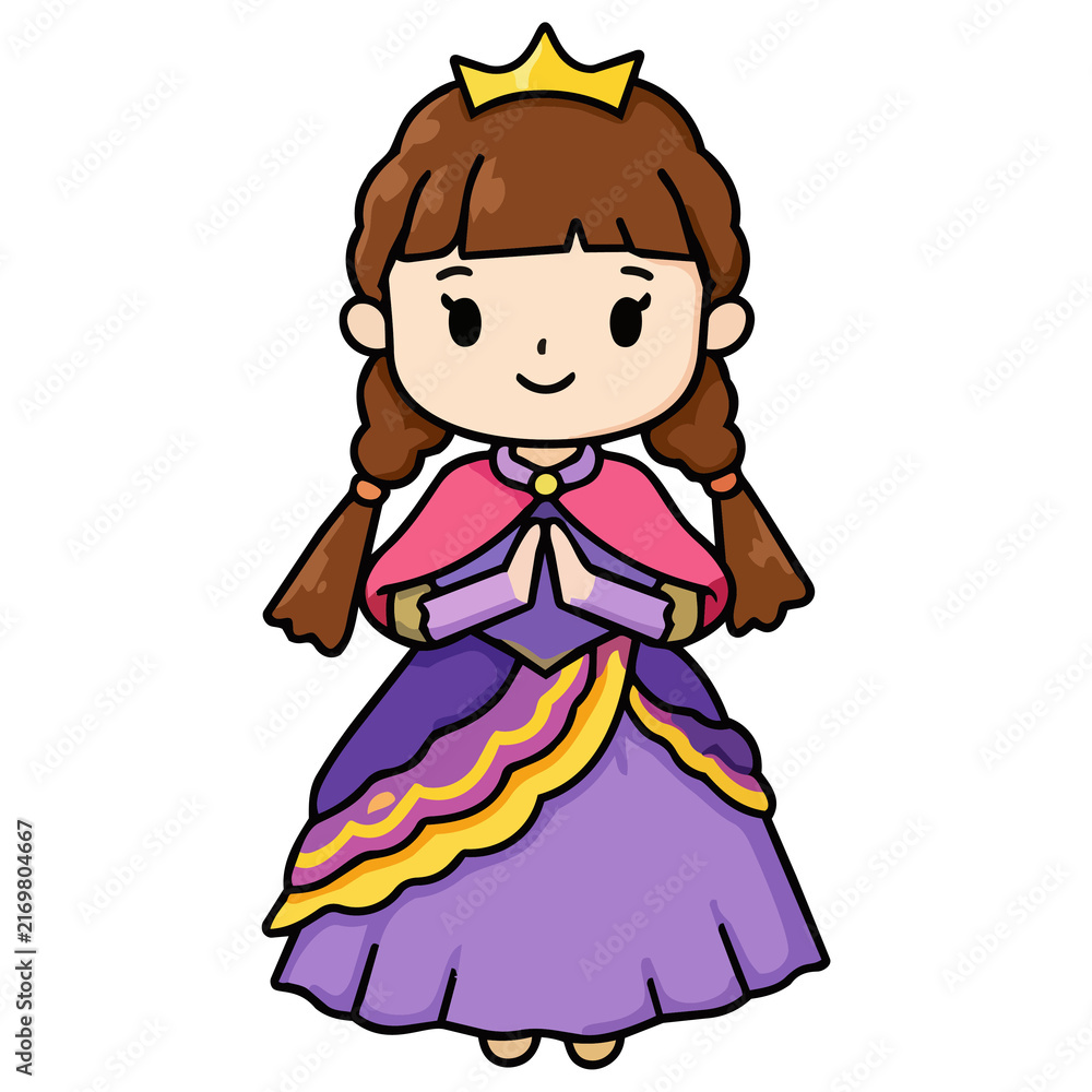 Fototapeta premium Kawaii Chibi Little Princess Cartoon