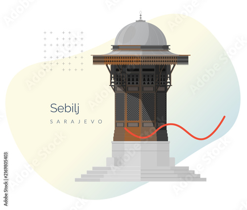 Sebilj – Historic Landmark of Sarajevo, Bosnia & Herzegovina - Stock Illustration