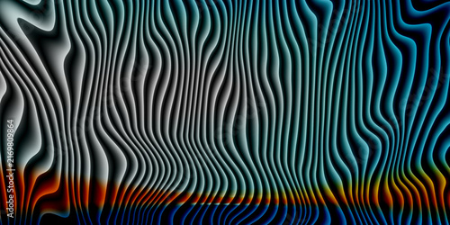 Cuadro en lienzo Wavy metallic lines with dark blue and orange heat gradient for futuristic wallpaper backdrops art