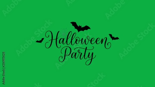 Halloween Party Animated Typography with Spooky Halloween Elements on Green Screen