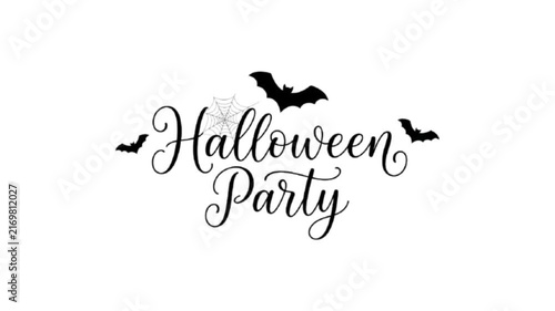 Halloween Party Animated Typography with Spooky Halloween Elements on white background 