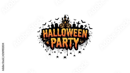 Halloween Party Animated Typography with Flying Bats on Green Screen
