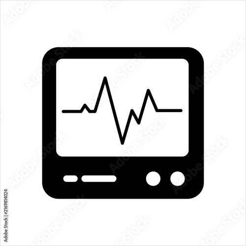 Patient Monitor ECG Heart Rate Display Medical Equipment Icon Vector Illustration