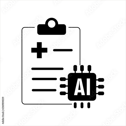 Medical Clipboard Report with AI Chip Smart Healthcare Icon Vector Illustration