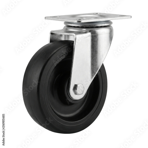 Fotografie Heavy duty swivel caster wheel with metal plate on transparent background