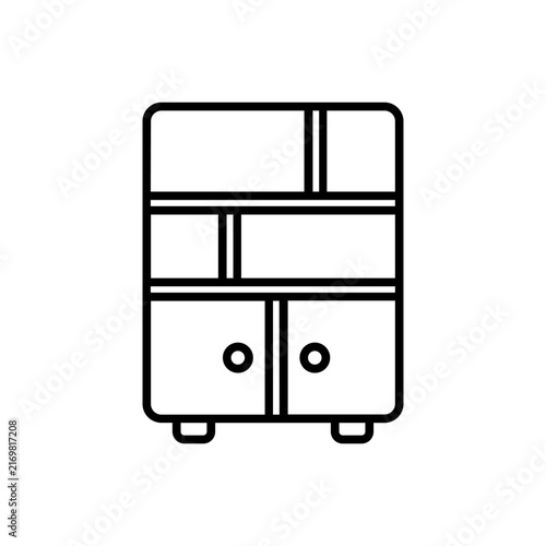 Wooden Storage Cabinet Furniture Icon with Doors