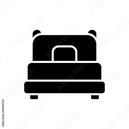 Modern double bed with pillows and blanket icon vector illustration