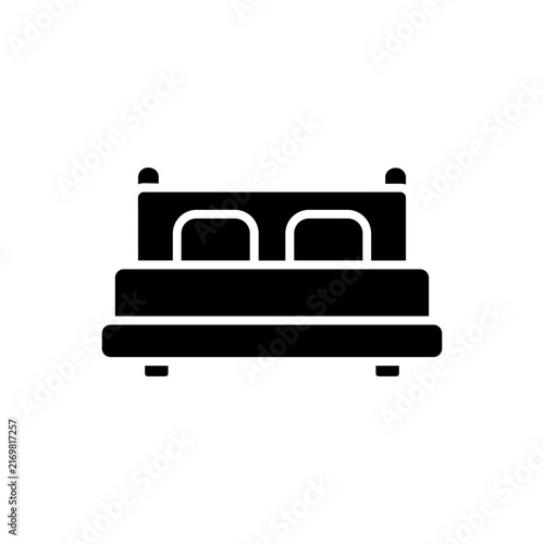 Minimalist bed frame mattress with pillows icon vector illustration