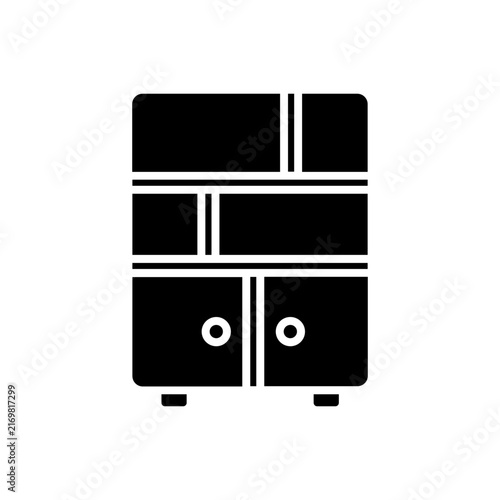 Wooden Storage Cabinet Furniture Icon with Doors