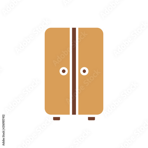 Two Door Wardrobe Furniture Icon for Home Storage