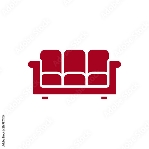 Red Sofa Furniture Icon for Living Room Interior