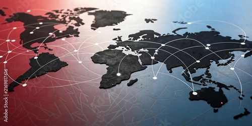 World Map with Illuminated Countries in Gold and Black,blue,Elegant illuminated world map for global business.