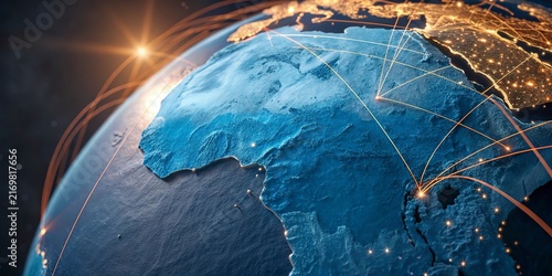 World Map with Illuminated Countries in Gold and Black,blue,Elegant illuminated world map for global business.