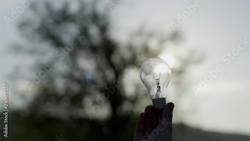 light bulb against nature, icons
