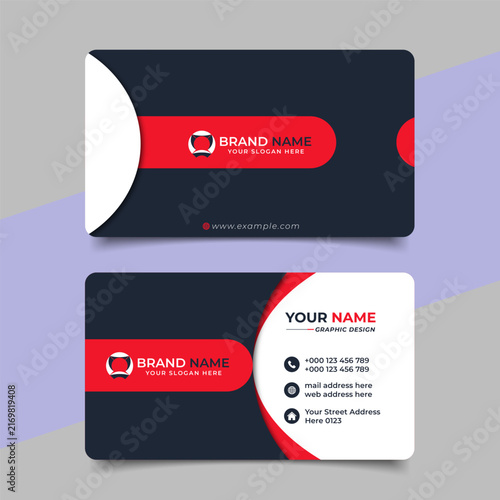 Creative modern red business card design, name card corporate visiting card and simple clean template vector design