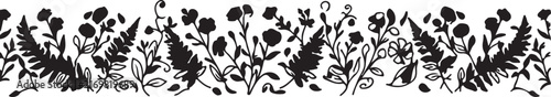 Floral Border Line Art Illustration