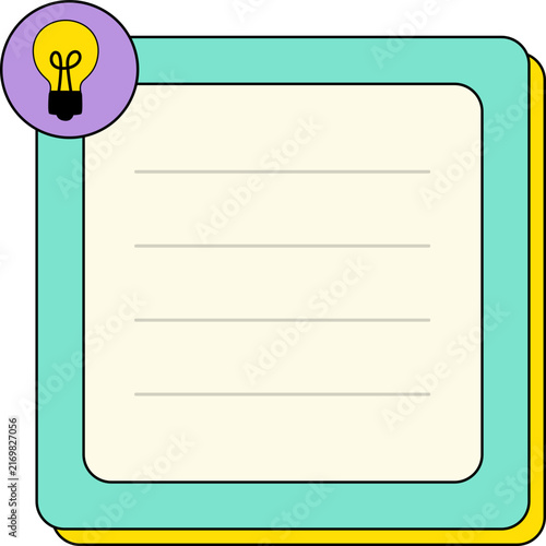 Idea Retro UI Text Frame with Light Bulb Symbol for Creativity, Brainstorming, Inspiration, Messages, and Vintage Graphic Design. Vector Isolated.
