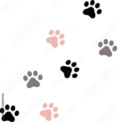 Cat Paw Print Footprint Decoration for Pet, Animal, Scrapbook, Craft, Stationery, and Cute Decorative Design. Vector Isolated.