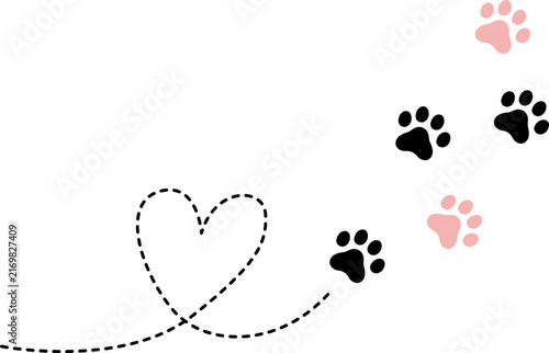 Cat Paw Print Footprint Decoration for Pet, Animal, Scrapbook, Craft, Stationery, and Cute Decorative Design. Vector Isolated.