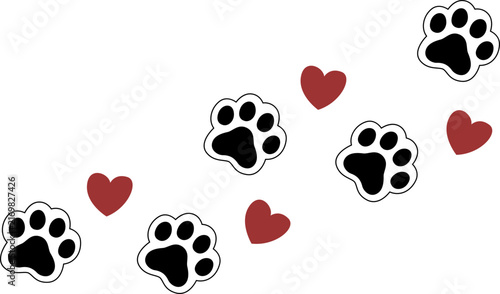 Cat Paw Print Footprint Decoration for Pet, Animal, Scrapbook, Craft, Stationery, and Cute Decorative Design. Vector Isolated.