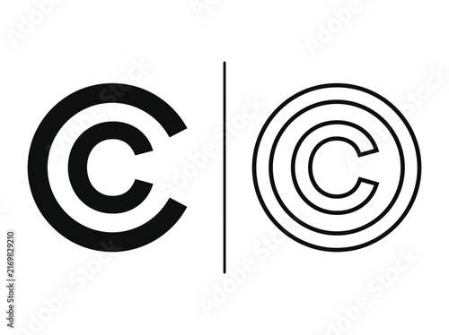 Bild auf Leinwand Creative copyright symbol outline and black fill icon set with copyright intelle