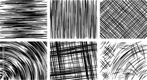 Abstract vector graphic collection showcasing various hand drawn sketch strokes for artistic design and creative projects