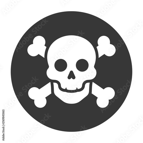 Fotografía Skull and crossbones symbol icon black circle warning sign danger skulls bones