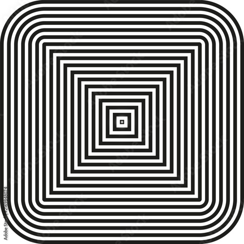 Concentric rounded square tunnel optical illusion vector