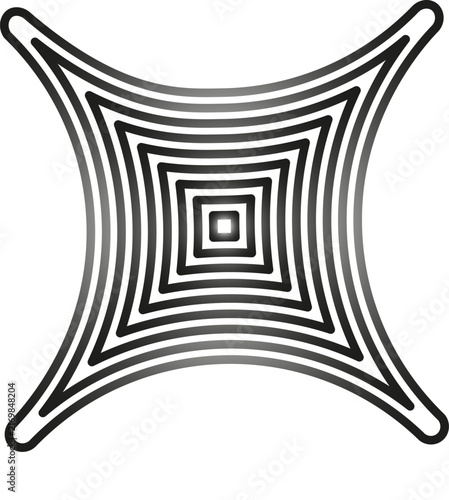 Concentric four point curved star optical illusion vector