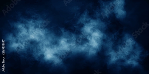 Ethereal blue smoke or mist swirls in the darkness, creating an abstract, atmospheric backdrop perfect for adding a touch of mystery or depth.