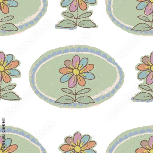 Bild auf Leinwand Hand-drawn folk art floral elements set