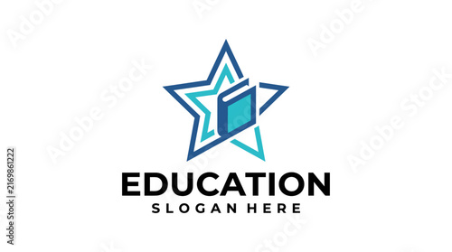 Modern Education Logo Featuring a Star and Book Concept.