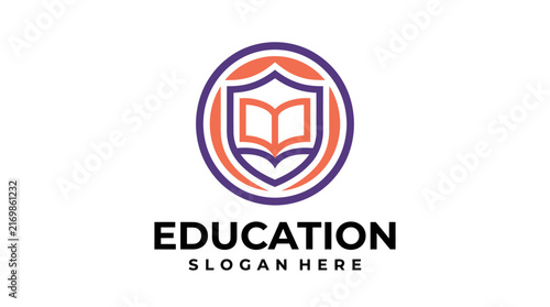 Professional Education Logo Design Featuring Shield and Open Book Icon.