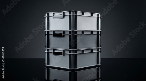 Three Stackable Plastic Crates in Studio Light