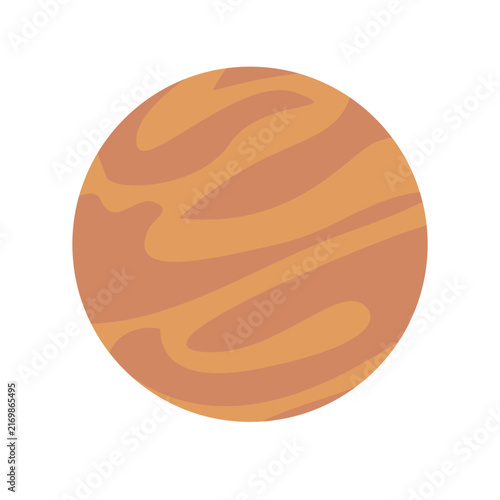 Cute beige planet illustration isolated on white background for kids sticker