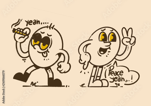 Funny Peace Yeah Cartoon Characters