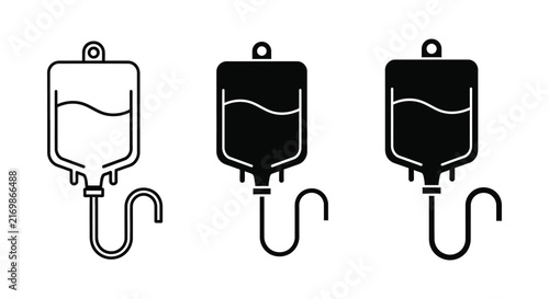 Blood donation bag icon set with tubes