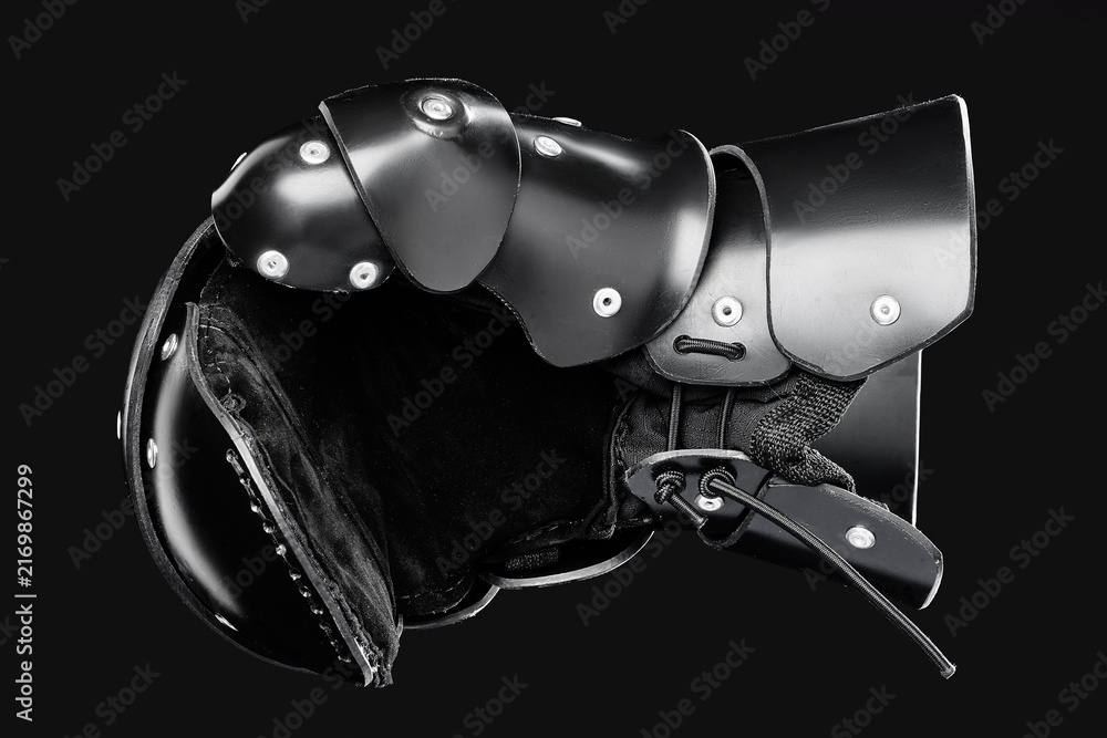 Fototapeta premium Historical European martial arts armor gear for fighters. Armor Gauntlets Gloves Battle Crusades Protection