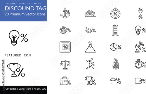 Discount tag icons for business and marketing materials