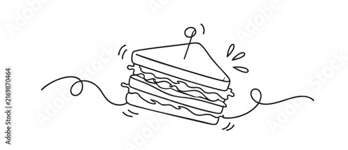 delicious sandwich line art vector icon, a simple food illustration for menus