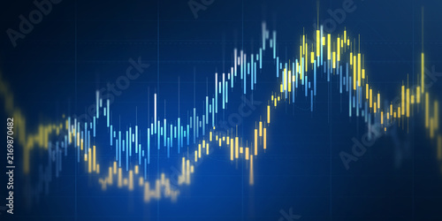Rising stock chart with financial analytics and investment strategy visualization. Modern business growth, trading performance, economic forecasting and wealth creation concept.