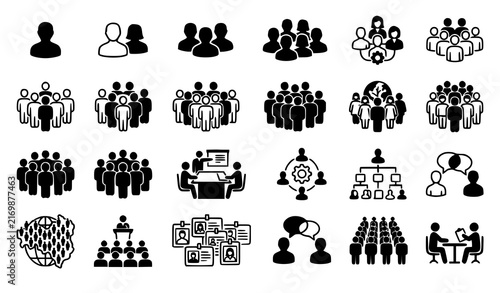 People 1 to 10 Crowd Group and Team Meeting Vector Icon Set